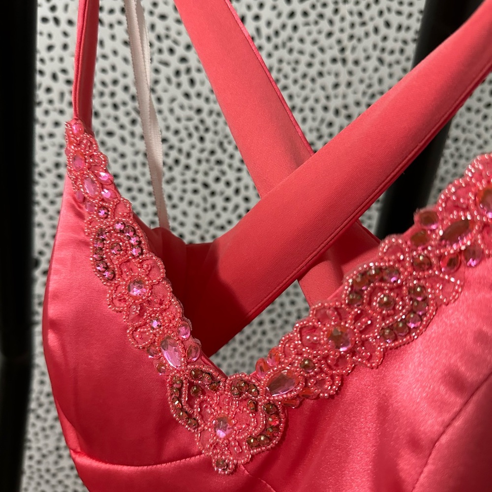 Hot pink long prom dress